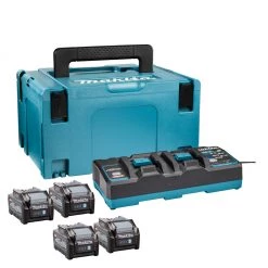 Makita Accessoires Lot De Batterie 191U28-6 Kit De Démarrage XGT DC40RB Dual Charger + 4 X Batterie BL4040 40V Max 4.0Ah Dans MBox