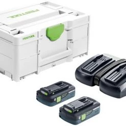 Festool Accessoires Lot De Batterie 577109 Ensemble D'énergie SYS 18V 2x4.0/TCL6 DUO-2 X Pack D'accus Et Chargeur Dans Systainer