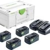 Festool Accessoires Lot De Batterie 577136 Kit D'énergie SYS 18V 4x5.2/TCL6 DUO- 4 X Packs De Batteries Et Chargeur Dans Un Systainer.