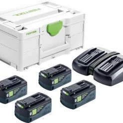 Festool Accessoires Lot De Batterie 577136 Kit D'énergie SYS 18V 4x5.2/TCL6 DUO- 4 X Packs De Batteries Et Chargeur Dans Un Systainer.