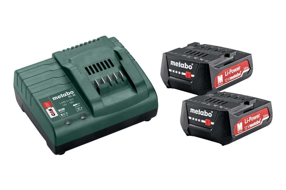 Metabo Accessoires Lot De Batterie 685300000 Kit De Base - 2 X 12V 2.0Ah Li-Ion Batterie + Chargeur SC30 1 Metabo Accessoires Lot De Batterie 685300000 Kit De Base - 2 X 12V 2.0Ah Li-Ion Batterie + Chargeur SC30