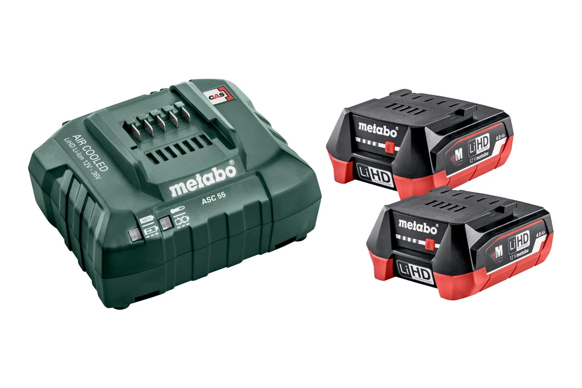 Metabo Accessoires Lot De Batterie 685301000 Set De Base - 2 X Batterie 12V 4.0Ah Li-Power + Chargeur ASC55 1 Metabo Accessoires Lot De Batterie 685301000 Set De Base - 2 X Batterie 12V 4.0Ah Li-Power + Chargeur ASC55