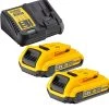 DeWalt Accessoires Lot De Batterie DCB115D2-QW Pack 2 Batteries XR 18V 2Ah Li-Ion + Chargeur