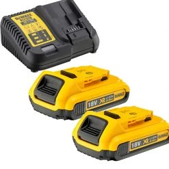 DeWalt Accessoires Lot De Batterie DCB115D2-QW Pack 2 Batteries XR 18V 2Ah Li-Ion + Chargeur