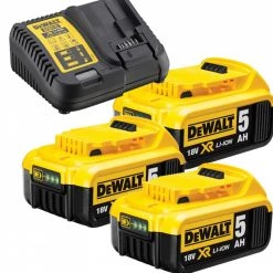 DeWalt Accessoires Lot De Batterie DCB115P3-QW Pack 3 Batteries XR 18V 5Ah Li-Ion + Chargeur