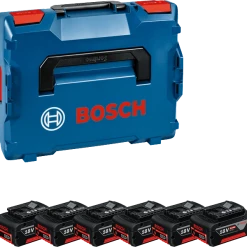 Bosch Bleu Accessoires Lot De Batterie Jeu De Batteries En L-Boxx - 6 X GBA 18V 4.0 Ah Li-ion 1600A02A2S