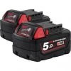 Milwaukee Accessoires Lot De Batterie M18 B5 Duopack - 2 X Batterie 18 Volt 5.0Ah Li-Ion