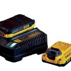 Stanley Lot De Batterie SFMCB12D2 Fatmax V20 Starter Kit 2x Batterie 18V 2.0 Ah + Chargeur De Batterie