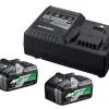 HIKOKI Accessoires Lot De Batterie UC18YSL3WFZ Booster Pack - 2 X BSL36B18 Batterie Multivolt 36V 4.0Ah/ 18V 8.0Ah Li-Ion + Chargeur Rapide UC18YSL3